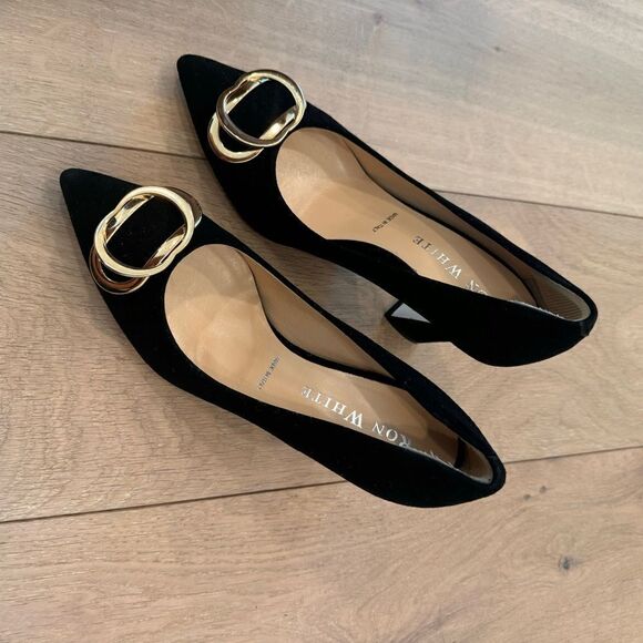 Ron White Dayna Buckle Cashmere & Suede Pumps 36 1/2 - Picture 4 of 15